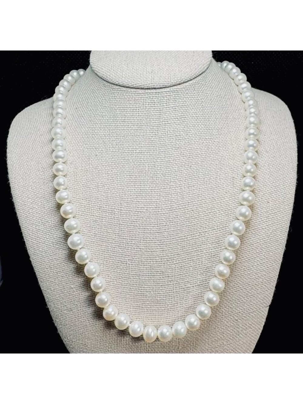 Fine Freshwater Pearl Necklace VTG 925 Sterling Silver 5.5mm Size 18.25'' Length